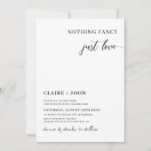 Niets Fancy gewoon Love Wedding Uitnodiging (Voorkant)
