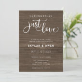 Niets Fancy gewoon Love Wedding Uitnodiging (Staand voorkant)