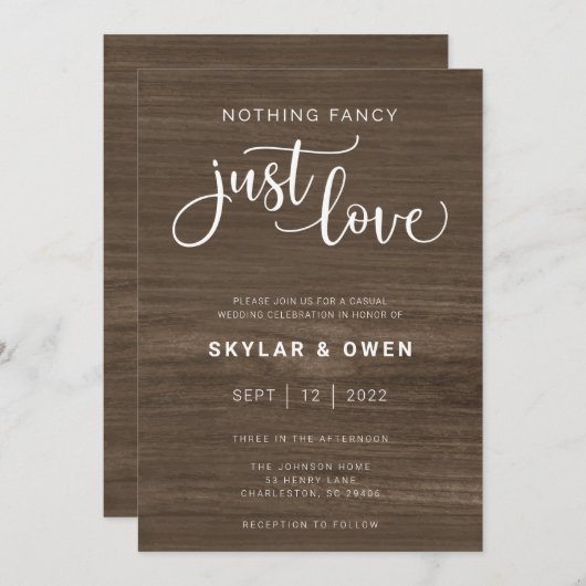 Niets Fancy gewoon Love Wedding Uitnodiging (Voorkant / Achterkant)