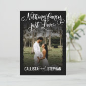 Niets Fancy gewoon Love White Black Photo Weddensc Kaart (Staand voorkant)