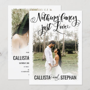 Niets Fancy gewoon Love White Black Photo Weddensc Kaart