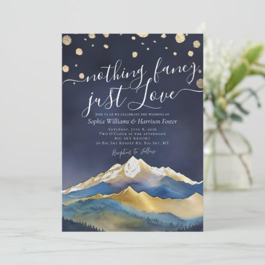 Niets Fancy gewoon van Blue Gold Mountain Weddensc Kaart (Staand voorkant)