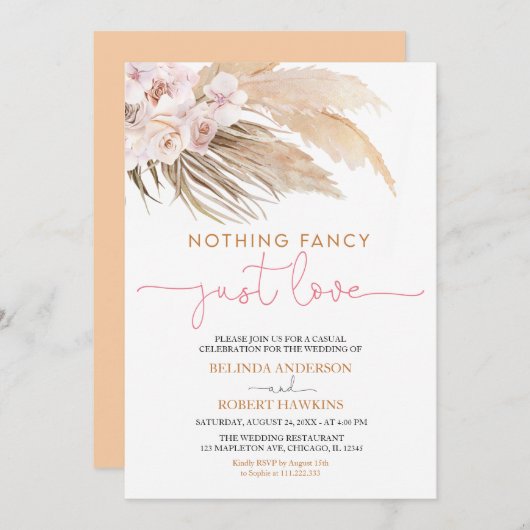 Niets Fancy gewoon van Boho Pampas Grass Wedding Kaart (Voorkant / Achterkant)