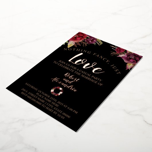 Niets Fancy gewoon van Bourgogne bloemen Folie Uitnodiging (Gedraaid)