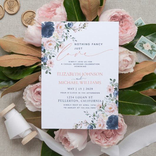 Niets Fancy, gewoon van Dusty Blue Blush Wedding Kaart