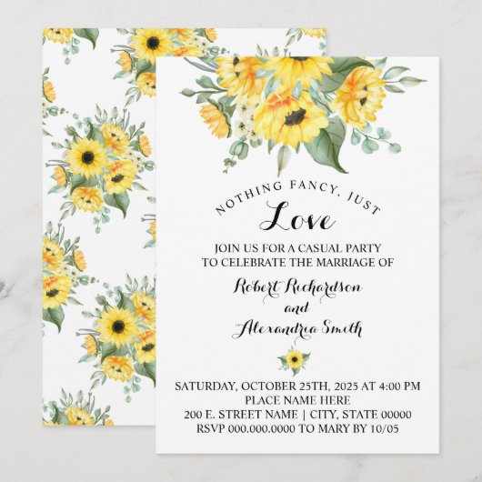 Niets Fancy gewoon van Elopement Sunflower Kaart (Voorkant / Achterkant)