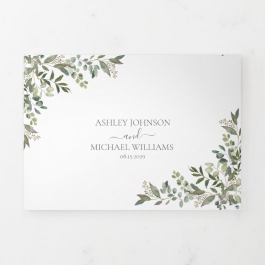 Niets Fancy gewoon van Eucalyptus Foliage Weddensc Drieluik Uitnodiging (Cover)