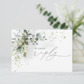 Niets Fancy gewoon van Eucalyptus Green RSVP Kaartje (Staand voorkant)