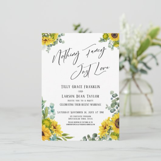 Niets Fancy, gewoon van Eucalyptus Sunflower houde Kaart (Staand voorkant)