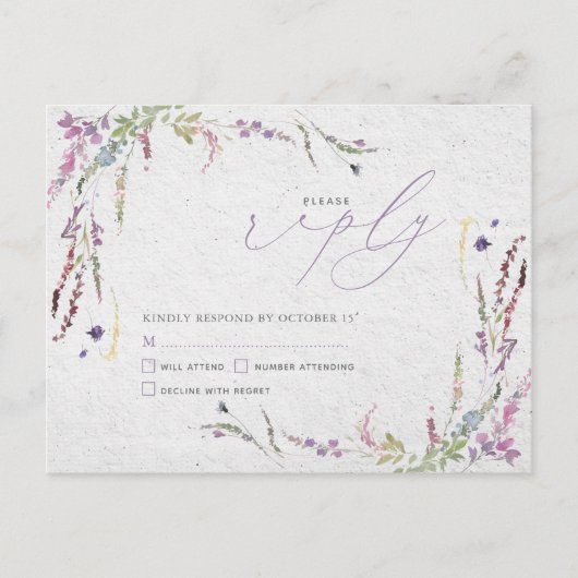 Niets Fancy gewoon van Floral Casual huwelijk RSVP Uitnodiging Briefkaart (Voorkant)