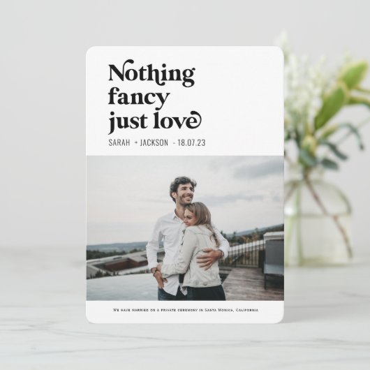 Niets fancy, gewoon van foto-ontwikkeling bruiloft aankondiging (Staand voorkant)