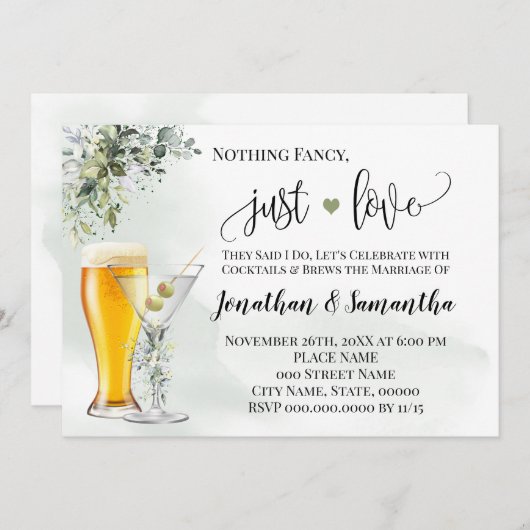 Niets Fancy gewoon van Greenery Elopement uitnodig Save The Date (Voorkant / Achterkant)
