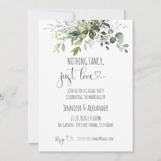 Niets fancy gewoon van huwelijksreceptie kaart (Voorkant)