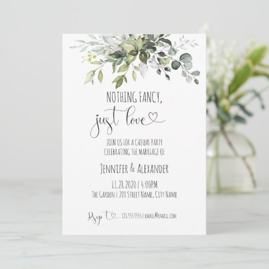 Niets fancy gewoon van huwelijksreceptie kaart (Staand voorkant)