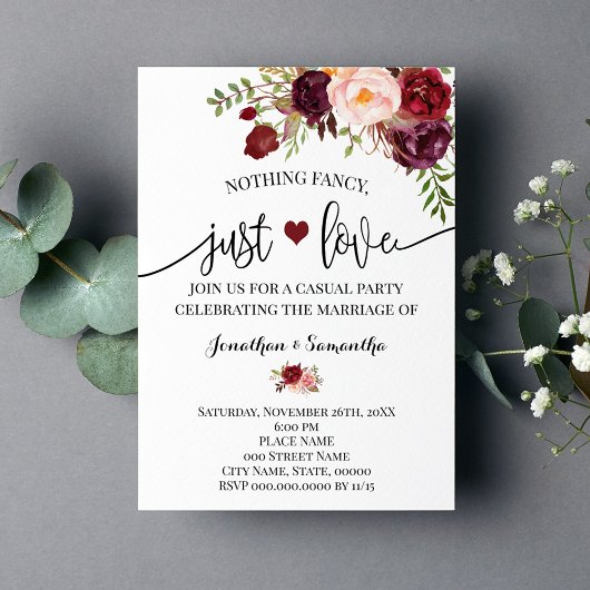 Niets Fancy gewoon van Marsala Elopement uitnodige Save The Date