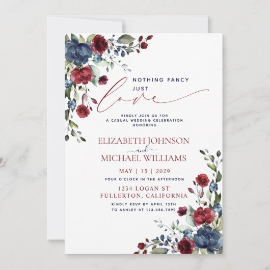 Niets Fancy gewoon van Navy Blue Burgundy Foto Kaart (Voorkant)