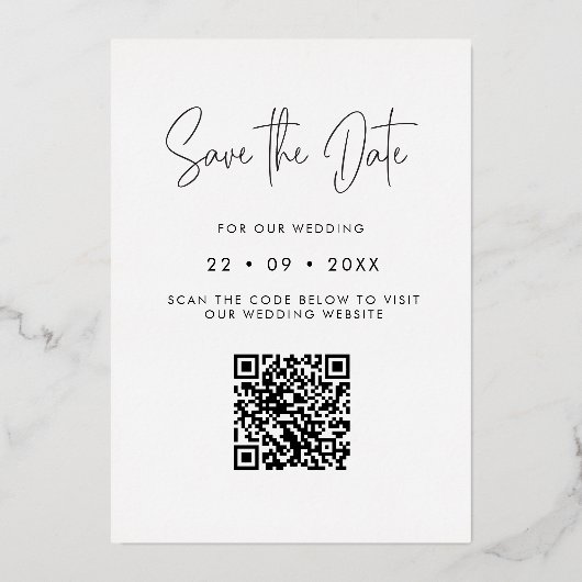 Niets Fancy gewoon van QR-fotoweddenschap sparen d Folie Uitnodiging (Achterkant)