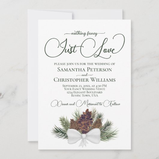 Niets Fancy gewoon van Rustic Pinecones Wedding Kaart (Voorkant)