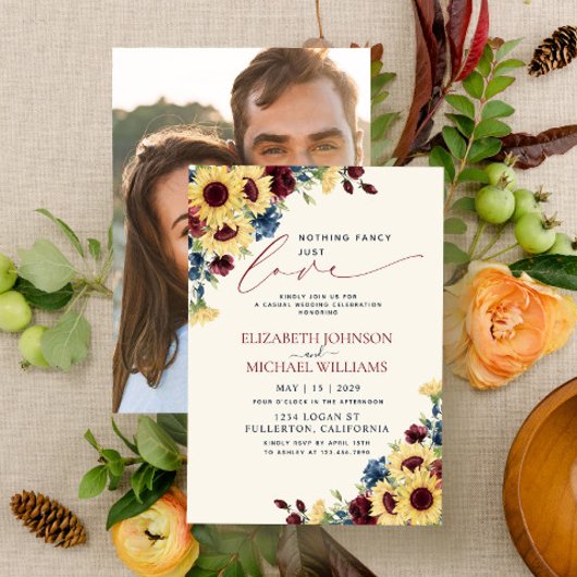 Niets Fancy gewoon van Sunflower Blue Burgundy Kaart