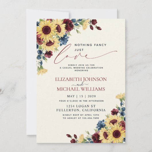 Niets Fancy gewoon van Sunflower Blue Burgundy Kaart (Voorkant)