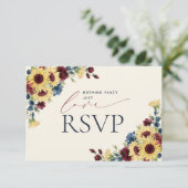 Niets Fancy gewoon van Sunflower Blue Burgundy RSVP Kaartje (Staand voorkant)