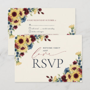Niets Fancy gewoon van Sunflower Blue Burgundy RSVP Kaartje
