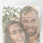 Niets Fancy gewoon van Vellum Eucalyptus Weddensch Drieluik Uitnodiging (Binnenzijde eerst)