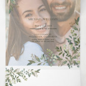 Niets Fancy gewoon van Vellum Eucalyptus Weddensch Drieluik Uitnodiging (Binnenkant midden)