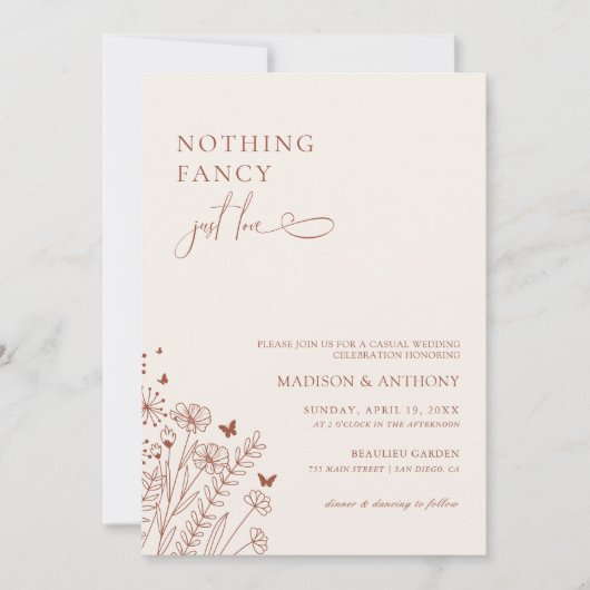 Niets Fancy gewoon van Wildflower Weddenschap Kaart (Voorkant)