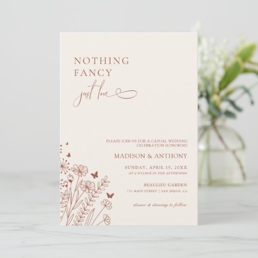 Niets Fancy gewoon van Wildflower Weddenschap Kaart (Staand voorkant)