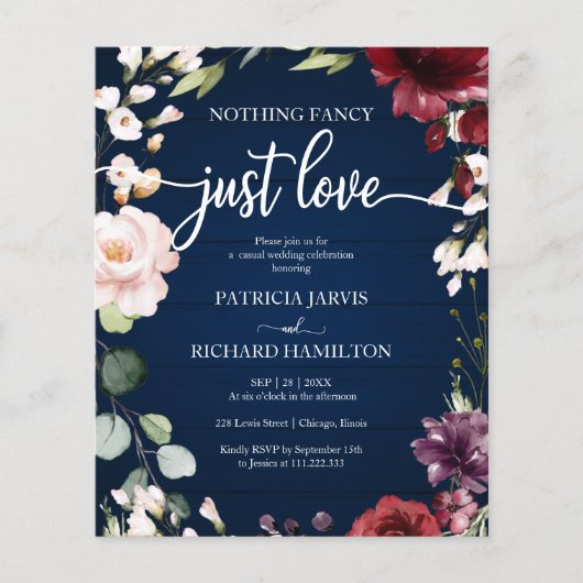 Niets Fancy goedkope huwelijksuitnodigingen (Voorkant)