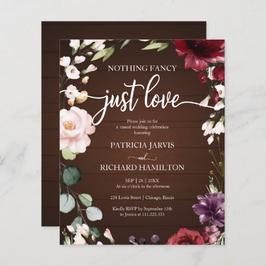 Niets Fancy goedkope huwelijksuitnodigingen (Voorkant / Achterkant)