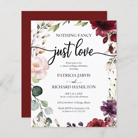 Niets Fancy goedkope huwelijksuitnodigingen (Voorkant / Achterkant)