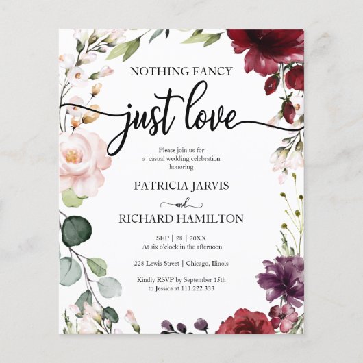 Niets Fancy goedkope huwelijksuitnodigingen (Voorkant)