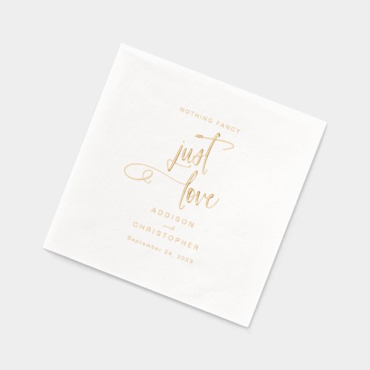 Niets Fancy, hou gewoon van bruiloftsgoud Folie Servetten (Links)