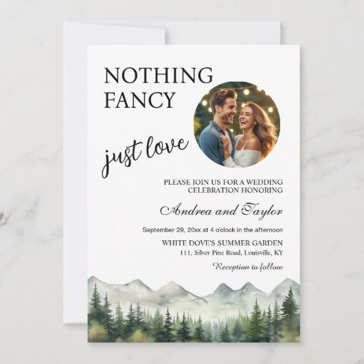 Niets Fancy, hou gewoon van Casual trouwfoto Kaart (Voorkant)
