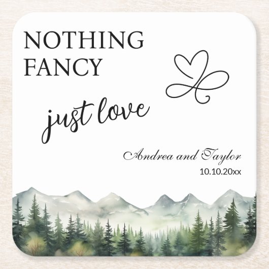 Niets Fancy, hou gewoon van een elegante bruiloft Kartonnen Onderzetters (Voorkant)