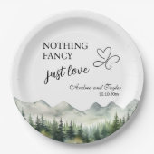 Niets Fancy, hou gewoon van een elegante bruiloft Papieren Bordje (Voorkant)