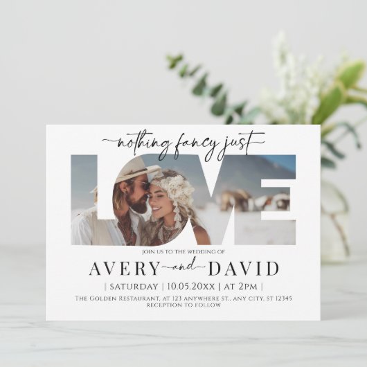 Niets Fancy, hou gewoon van een minimale huwelijks Kaart (Staand voorkant)