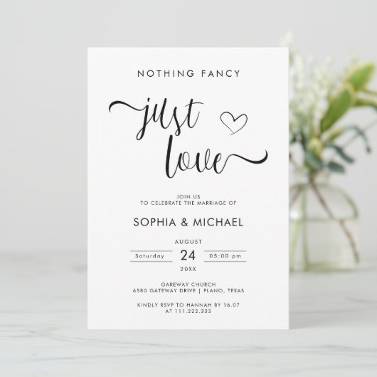 Niets Fancy, hou gewoon van een minimale huwelijks Kaart (Staand voorkant)