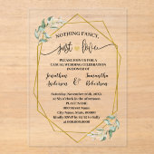Niets Fancy, hou gewoon van Elopement Greenery Gol Acryl Uitnodigingen (Voorkant)