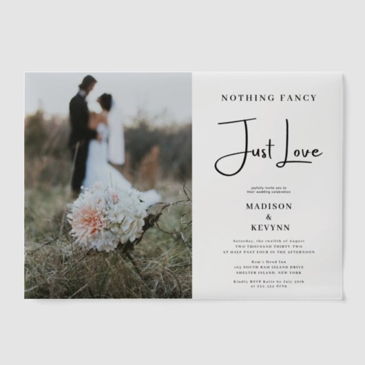 Niets Fancy, hou gewoon van Mocha Mousse Vellum Uitnodigingen (Voorkant)