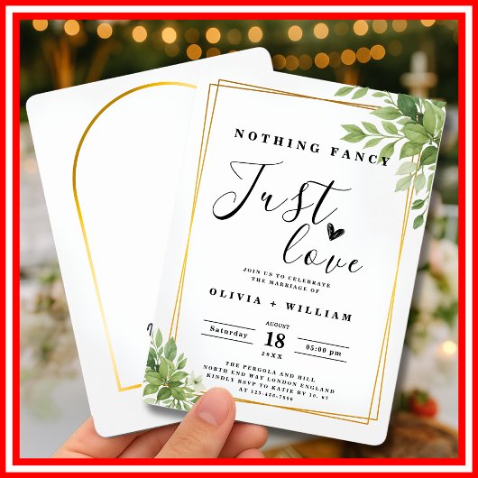 Niets Fancy, hou gewoon van Sage Green Gold Geomet Kaart