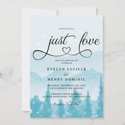 Niets Fancy, hou van een winterbruiloft Kaart (Voorkant)