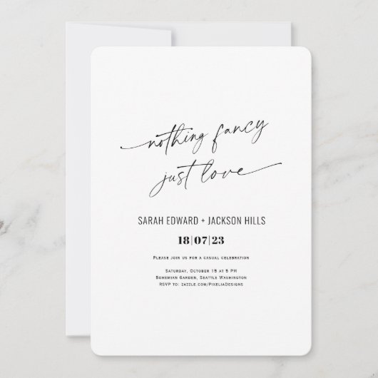 Niets fancy houdt gewoon van een eenvoudige bruilo kaart (Voorkant)