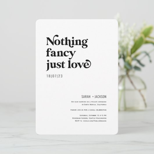 Niets fancy houdt gewoon van moderne huwelijksbrui kaart (Staand voorkant)