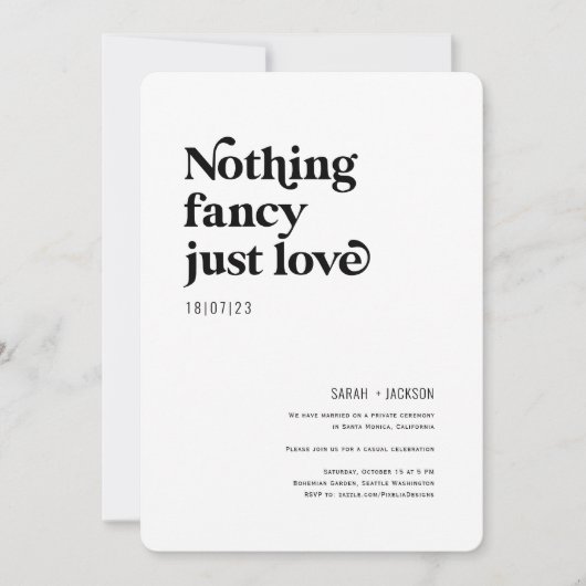 Niets fancy houdt gewoon van moderne huwelijksbrui kaart (Voorkant)