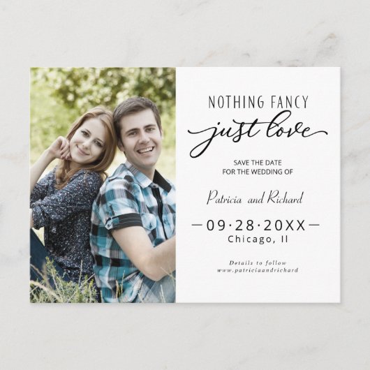 Niets Fancy houdt gewoon van sparen de Datum Foto Briefkaart (Voorkant)