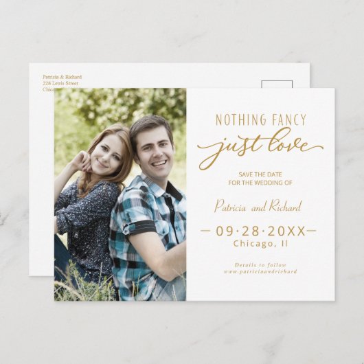 Niets Fancy houdt gewoon van sparen de Datum Foto Briefkaart (Voorkant / Achterkant)