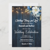 Niets Fancy is alleen liefde Blue Wood Wedding Kaart (Voorkant)